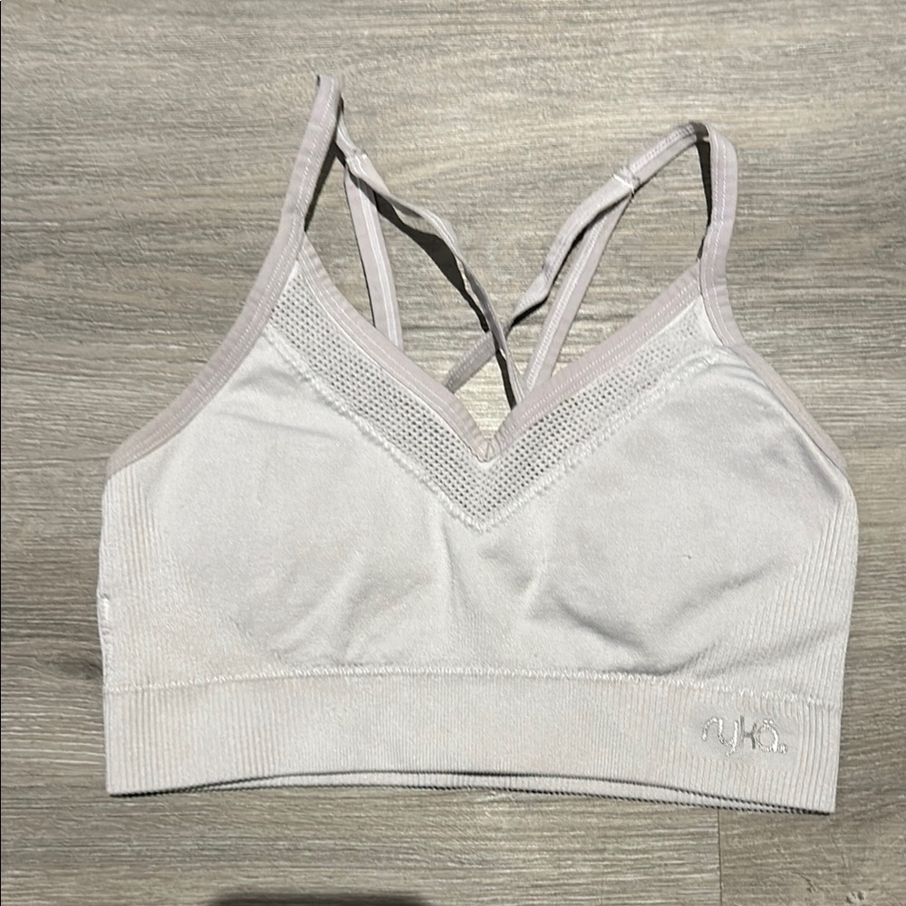 Ryka Light Support Sports Bra - White with Grey Straps
